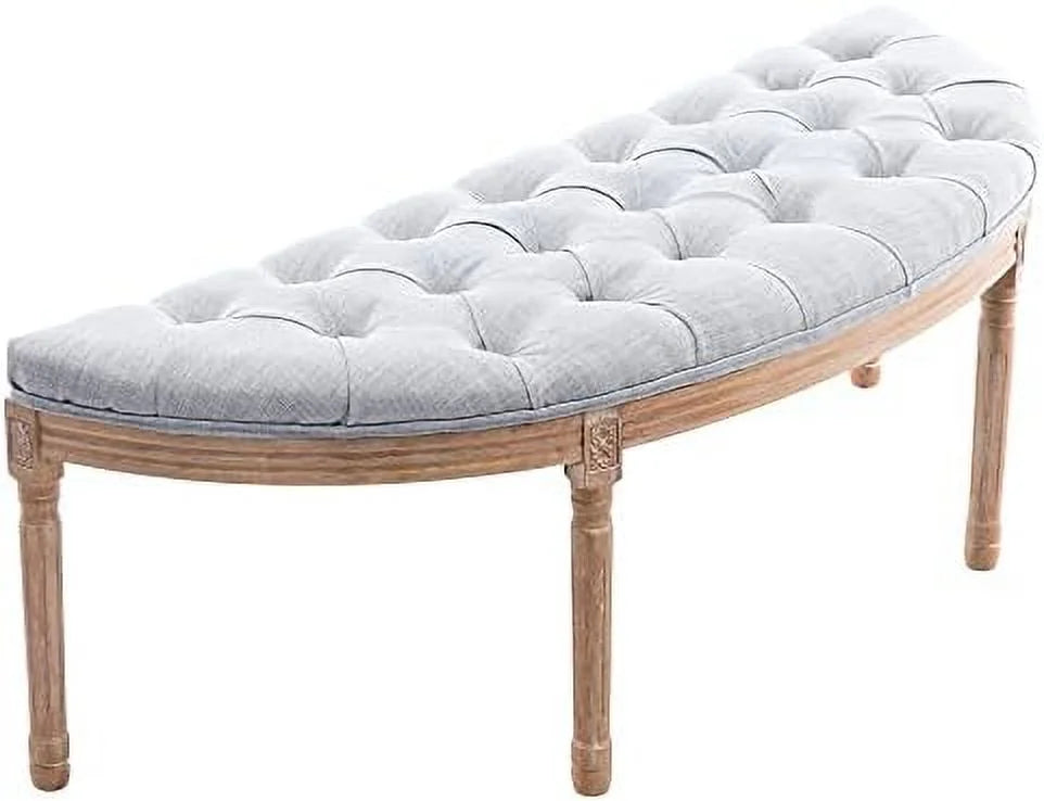 55" Beige Tufted Halfmoon Entryway Bench C737244