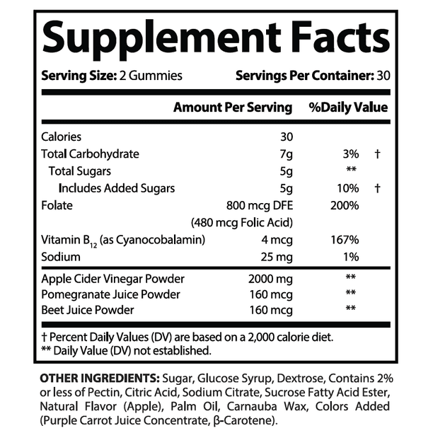 5 Pack 2000mg ACV Gummies Dietary Supplement A156