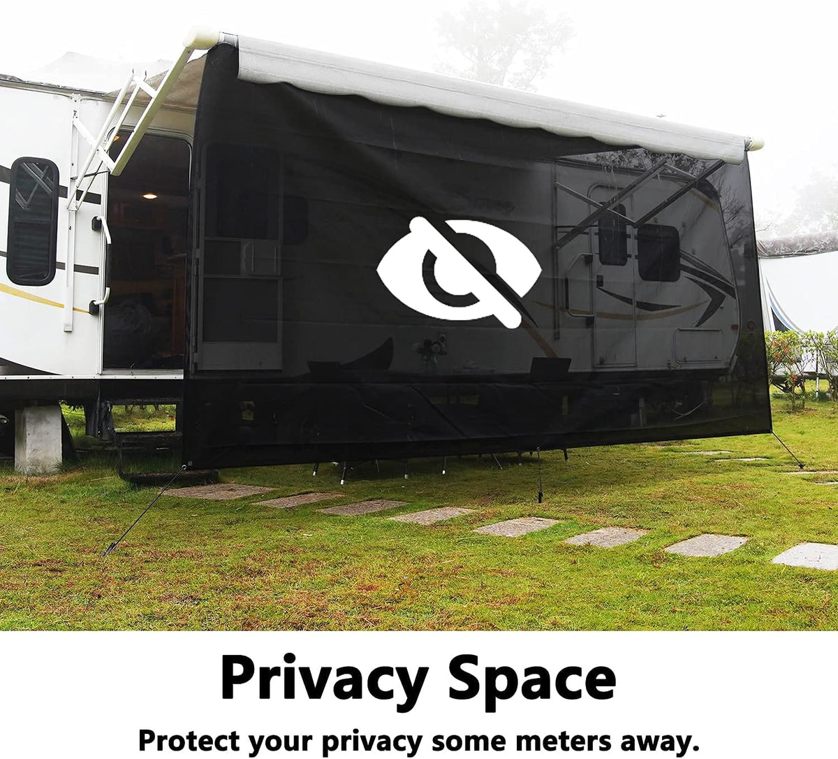 Black Mesh RV Awning Sun Shade 7'x15'2 B634