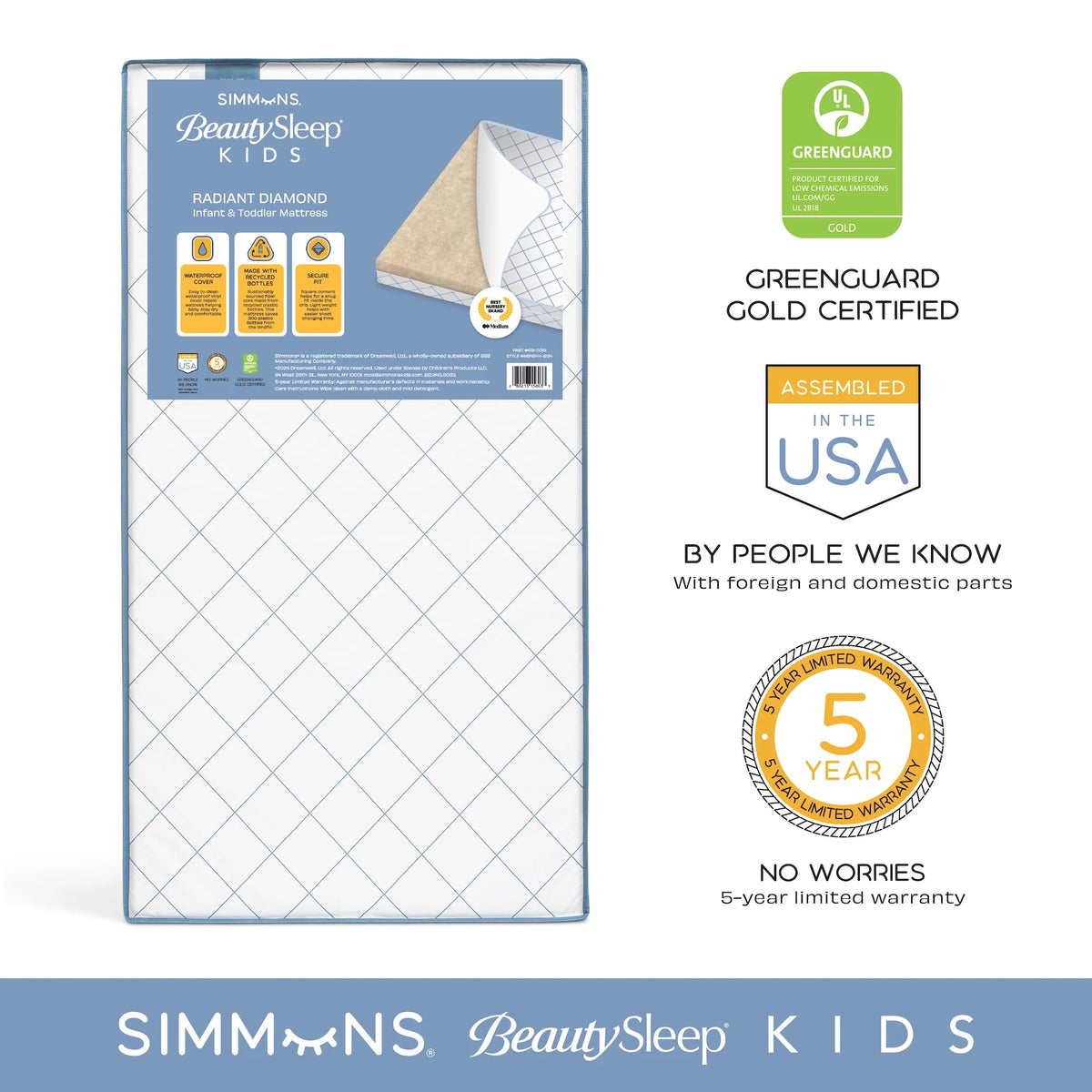 Waterproof Extra Firm Crib and Toddler Mattress R888