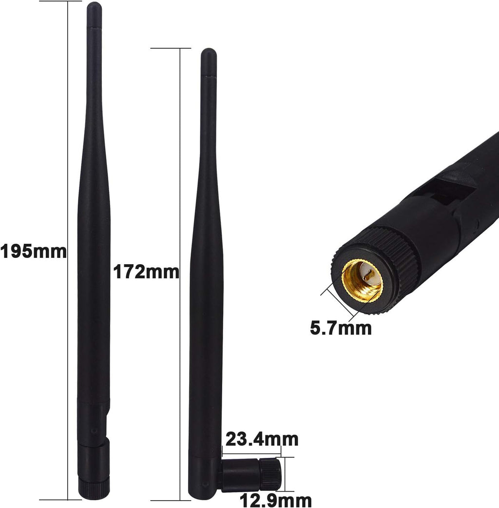 6dbi High Gain Omni-Directional WiFi Antenna & 1.64ft RP-SMA Extension Cable (2-Pack) I4696