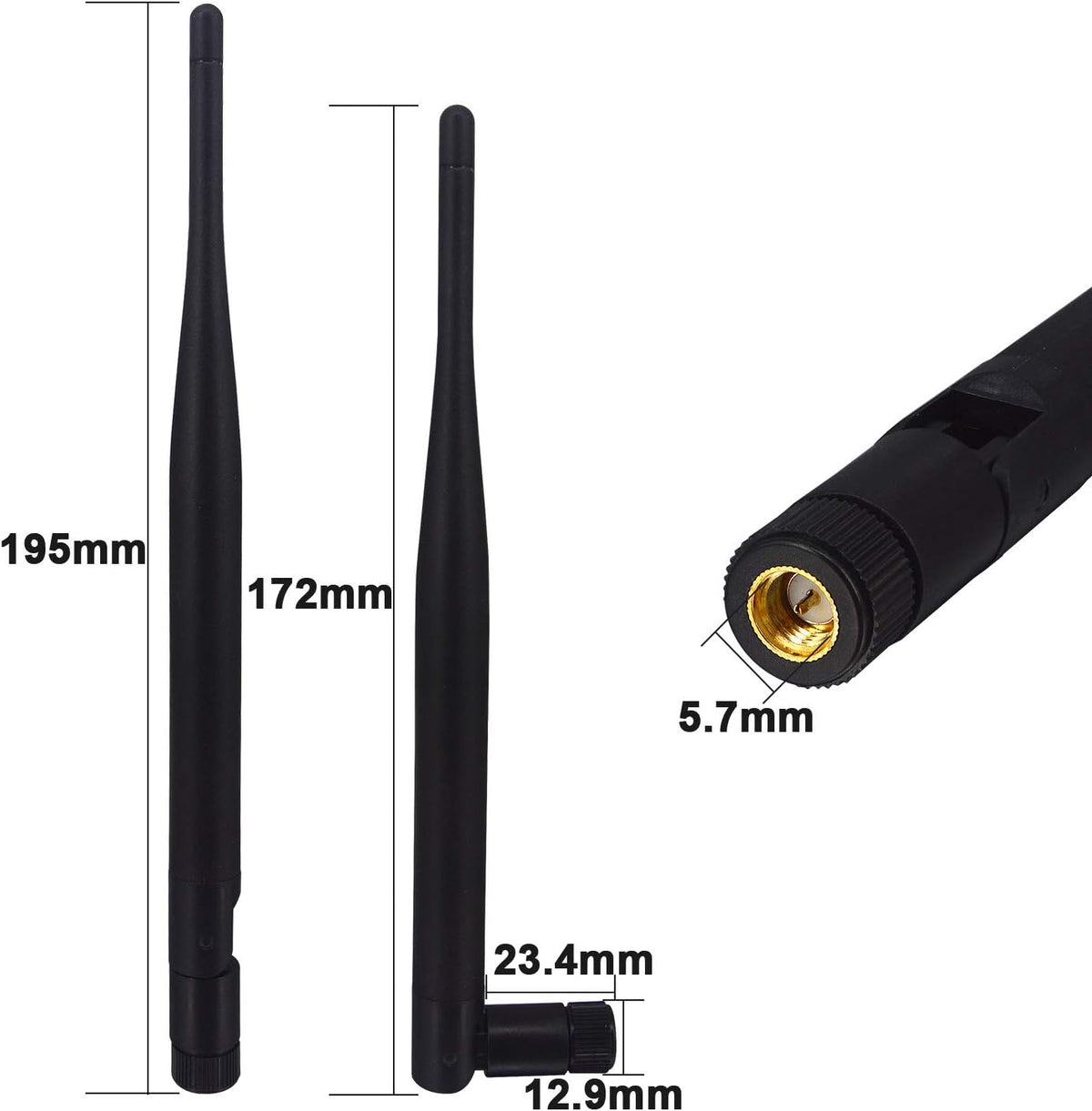 6dbi High Gain Omni-Directional WiFi Antenna & 1.64ft RP-SMA Extension Cable (2-Pack) I4696