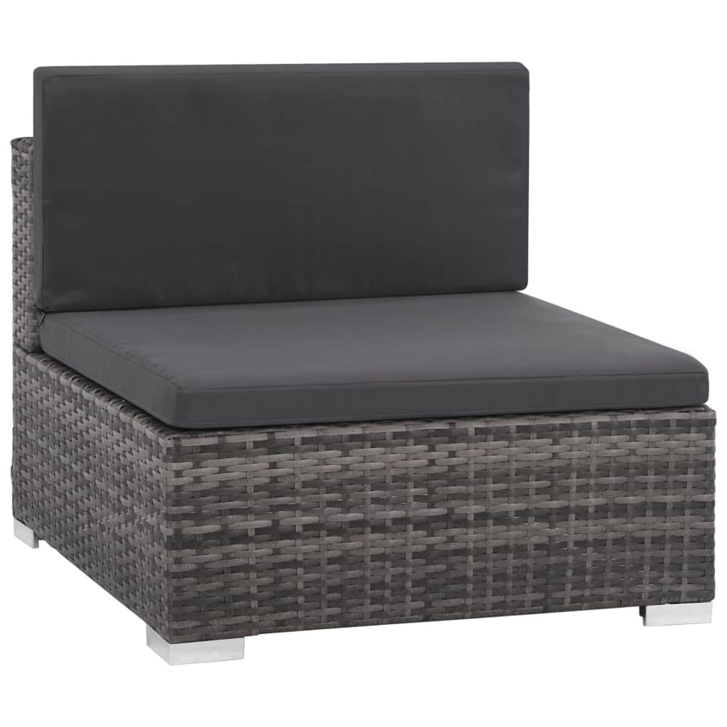 Set of 6 Poly Rattan Patio Sectional Corner Sofa with 2 Ottoman and Soft Cushions Gray I348407