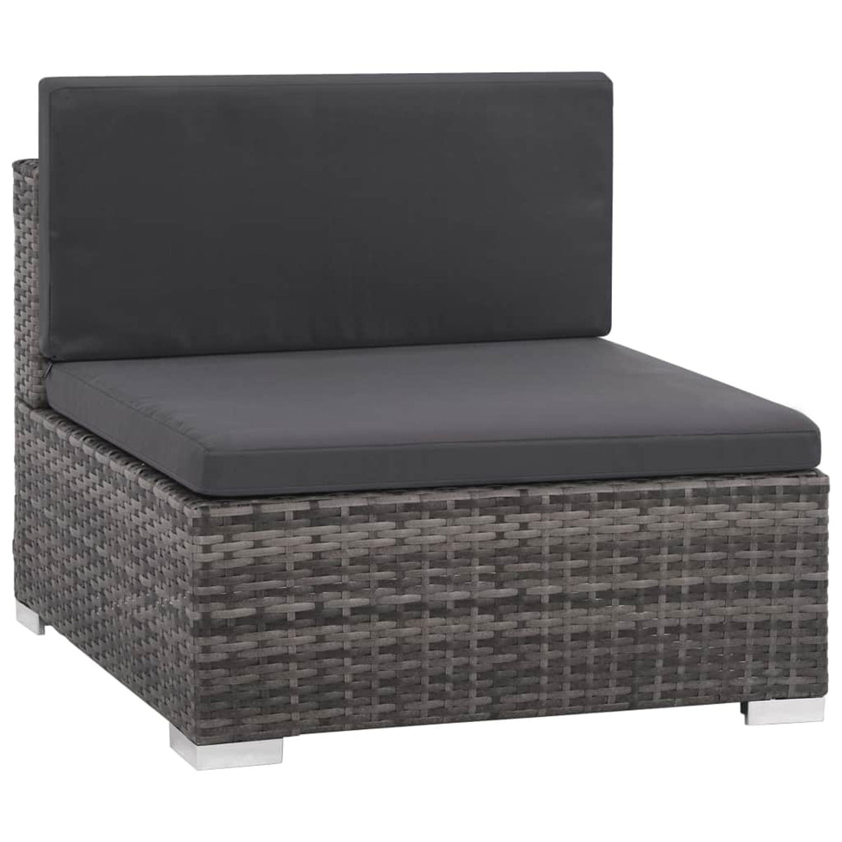 Set of 6 Poly Rattan Patio Sectional Corner Sofa with 2 Ottoman and Soft Cushions Gray I348407