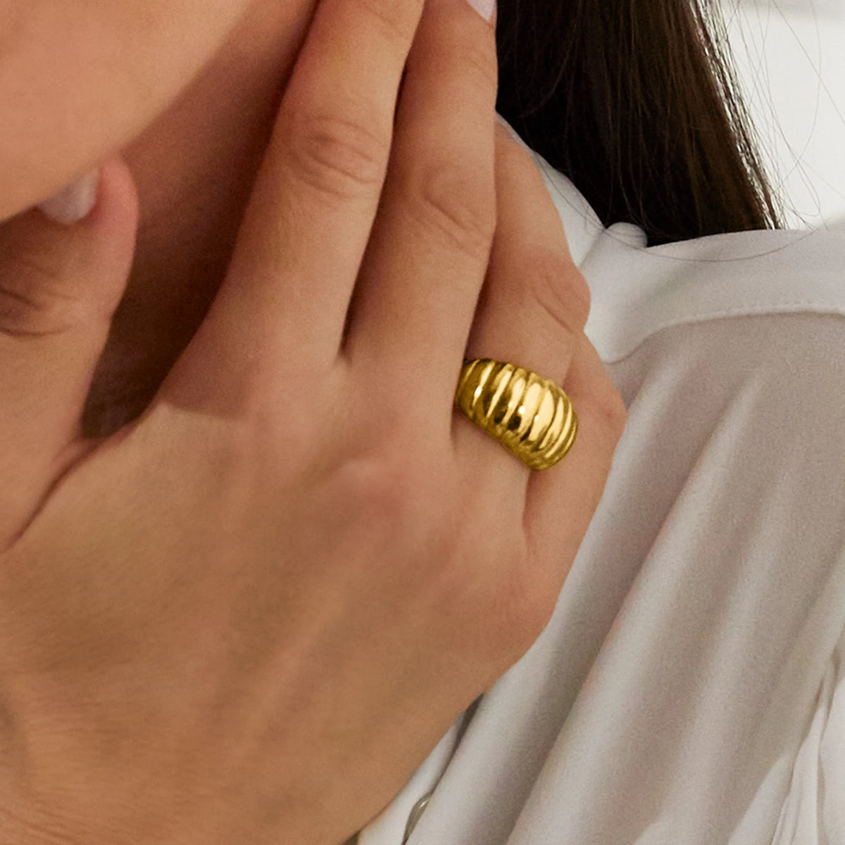 18kt Yellow Gold Electroform Dome Ring Y8448