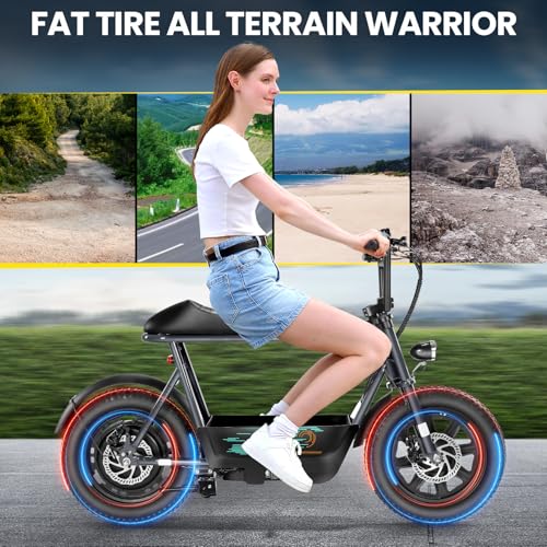Electric Scooter with Seat, Fat Tire, Storage Basket Z988
