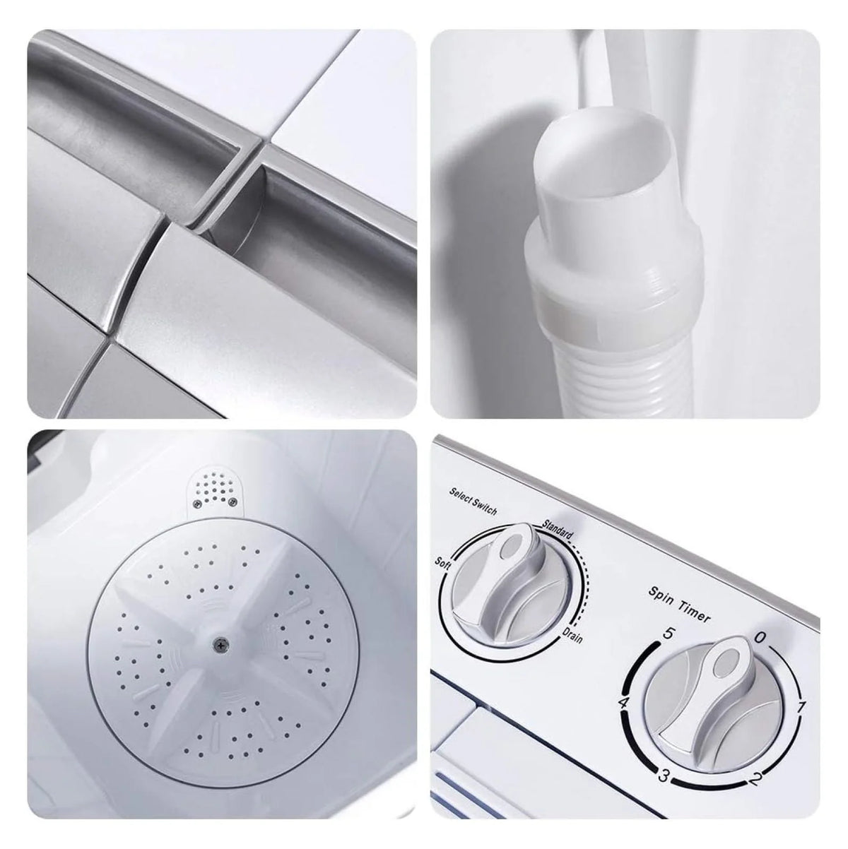 Compact Mini Washer Machine with 8 lbs Washing and 5 lbs Spin Dryer W330