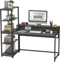 47 Inch Reversible Computer Desk with 5 Tier Shelves and Storage P6539