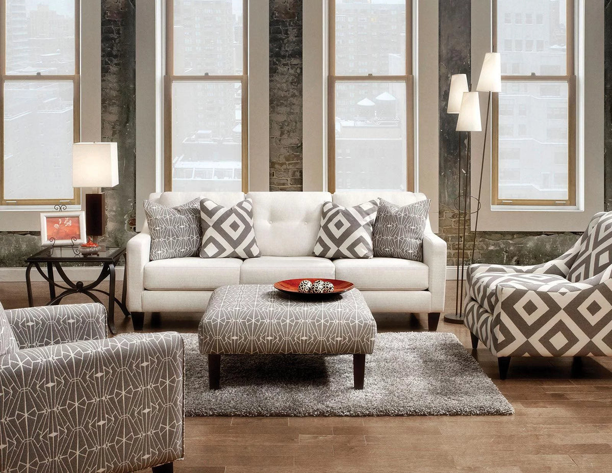 Ivory Fabric Sofa and Loveseat P3261