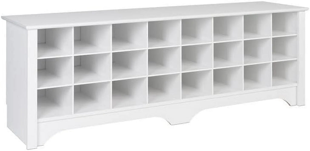 White 24-Pair Shoe Cubby Bench V650026