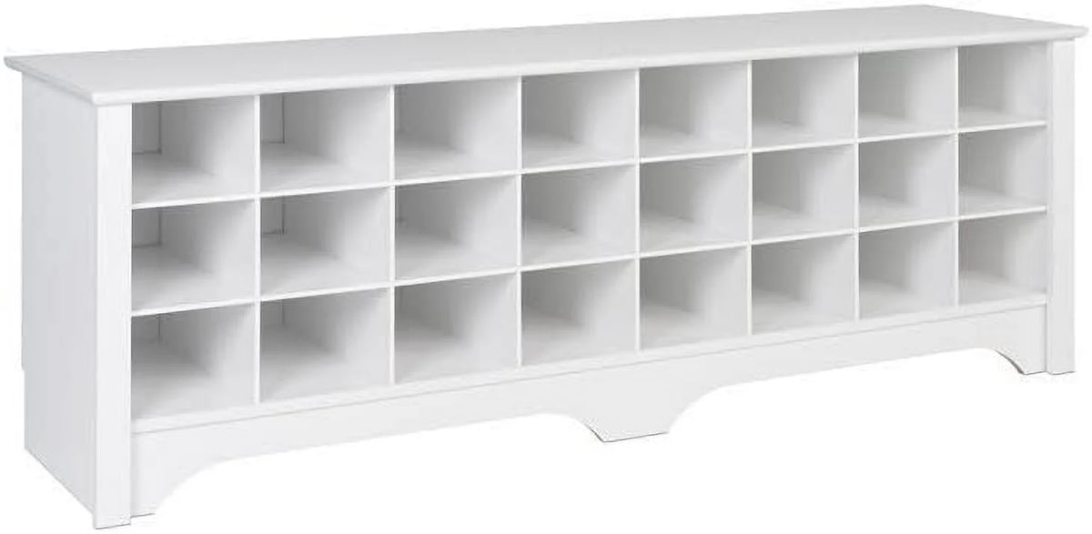 White 24-Pair Shoe Cubby Bench V650026