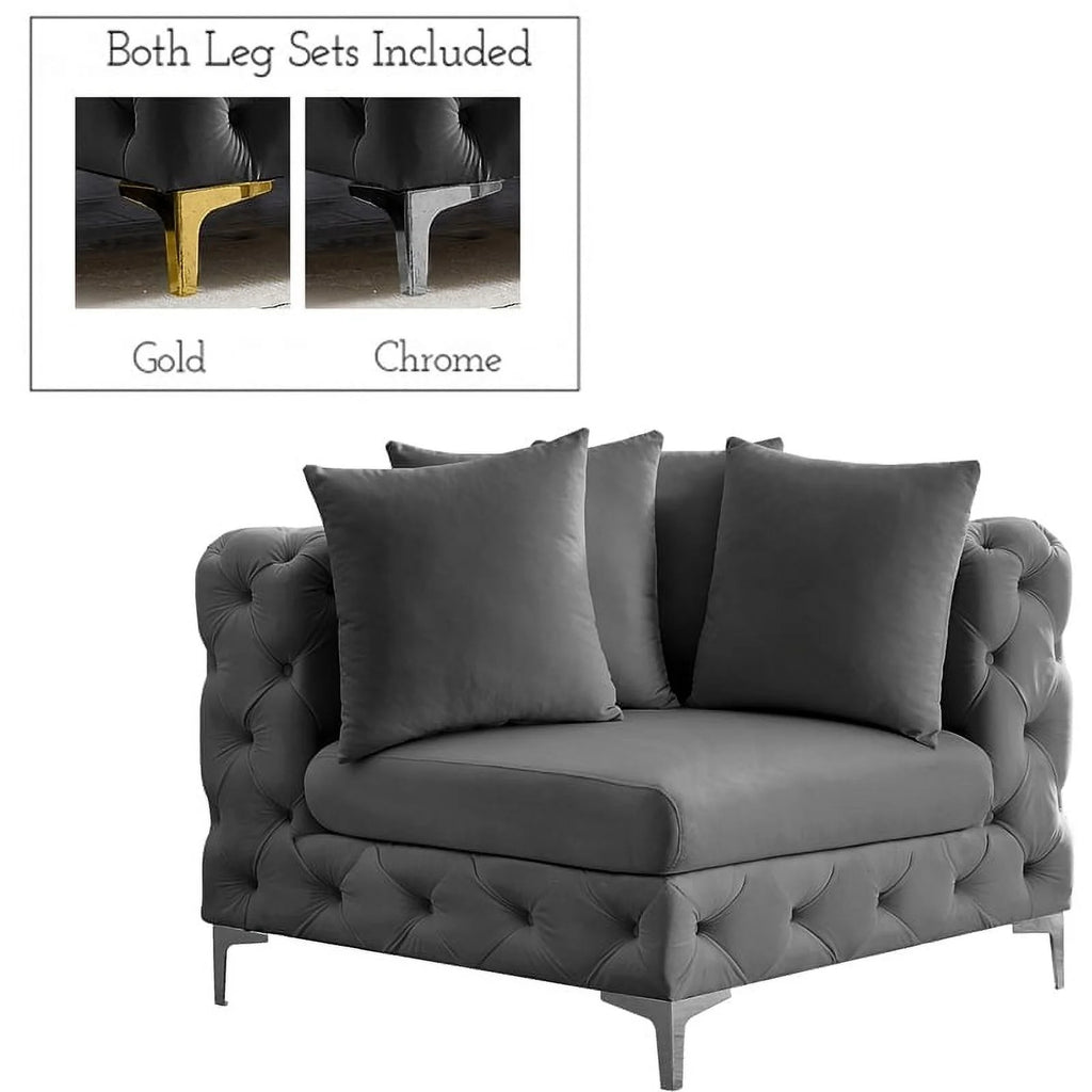 Grey Velvet Corner Chair P8308