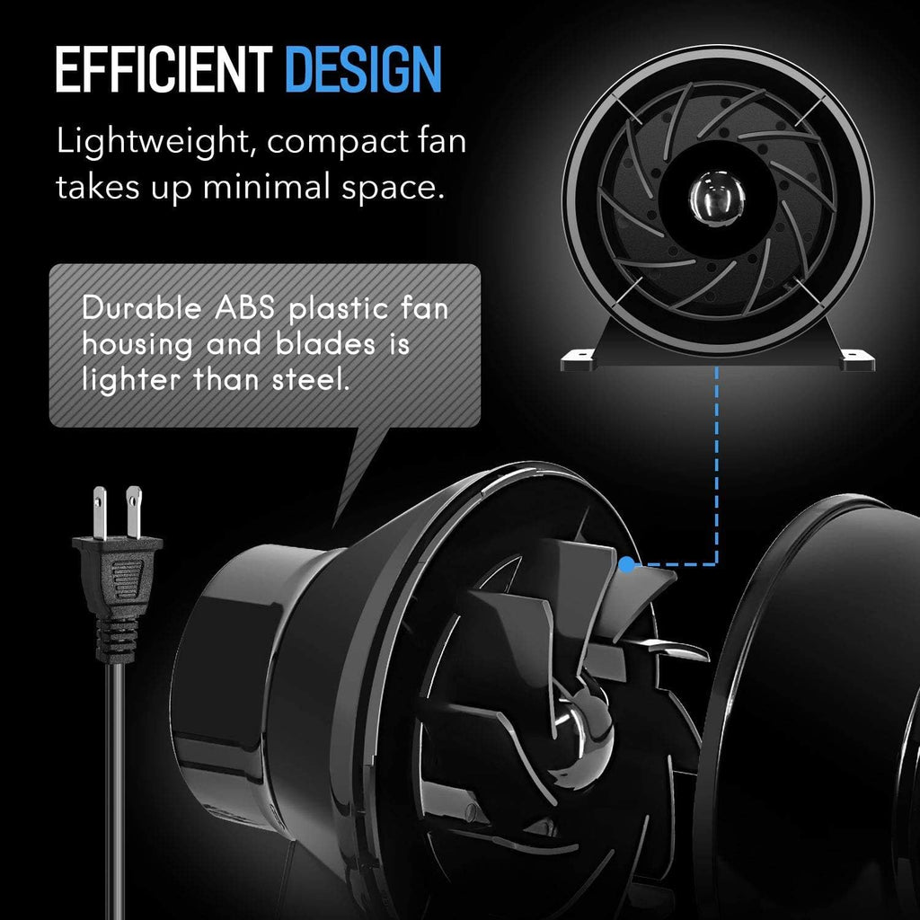 4 Inch 195 CFM Inline Circulation Vent Blower and Air Carbon Filter 8 Feet Ducting Combo, Pack of 2 Q12345