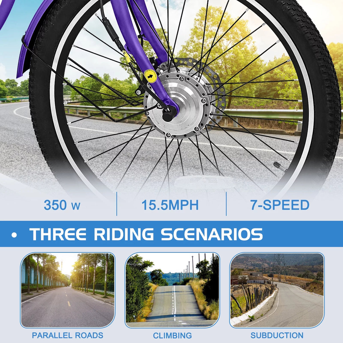 24'' 500W 7-Speed Electric Tricycle with Removable Battery N51992