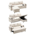 Beige L-Shape Sectional Sleeper Sofa with Storage Chaise Z568770