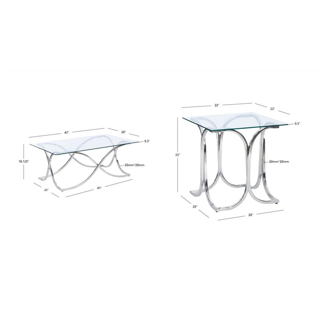 Glass Coffee and 2 End Table Set with Twisted Legs C111971