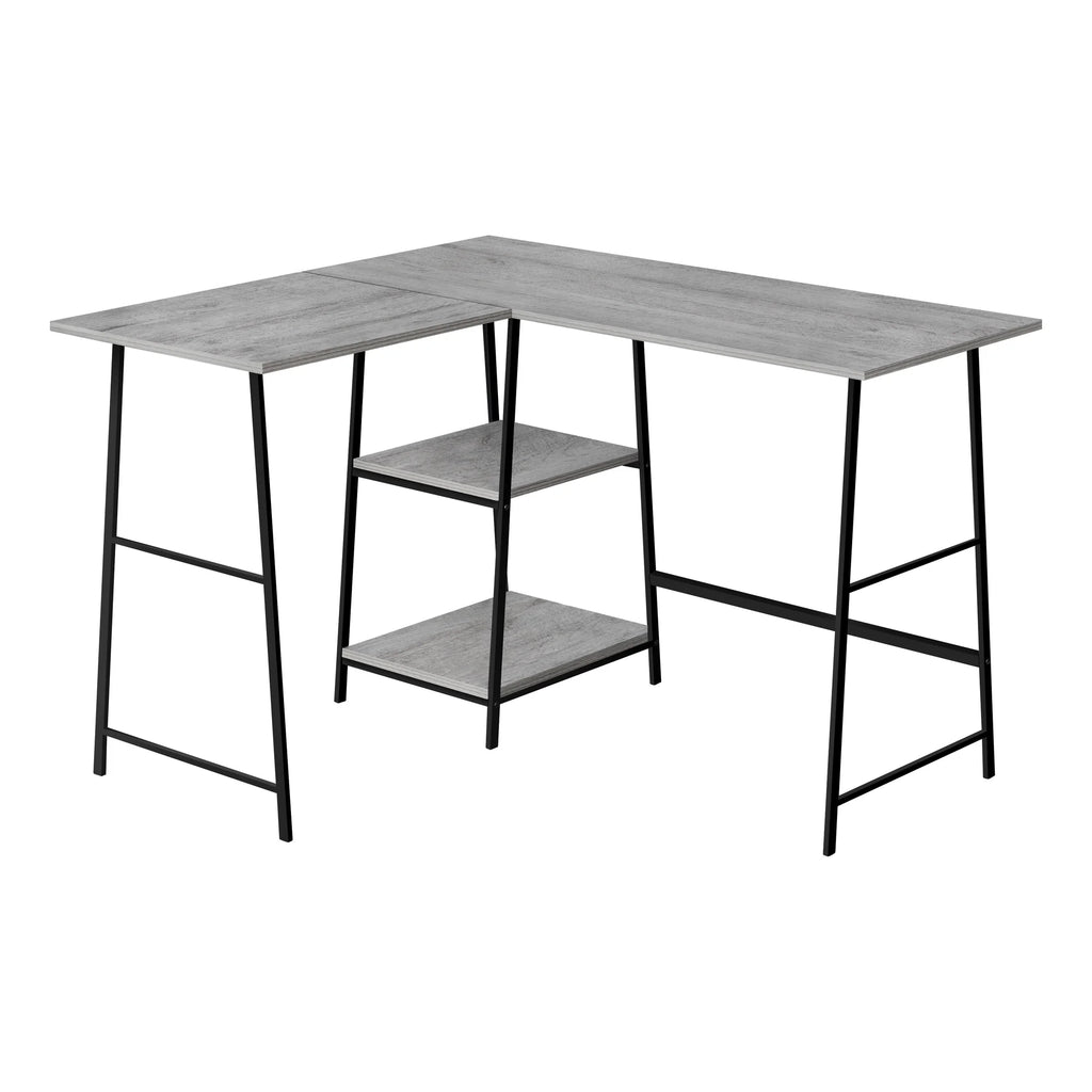 48" L Shape Grey Laminate Computer Desk F3759