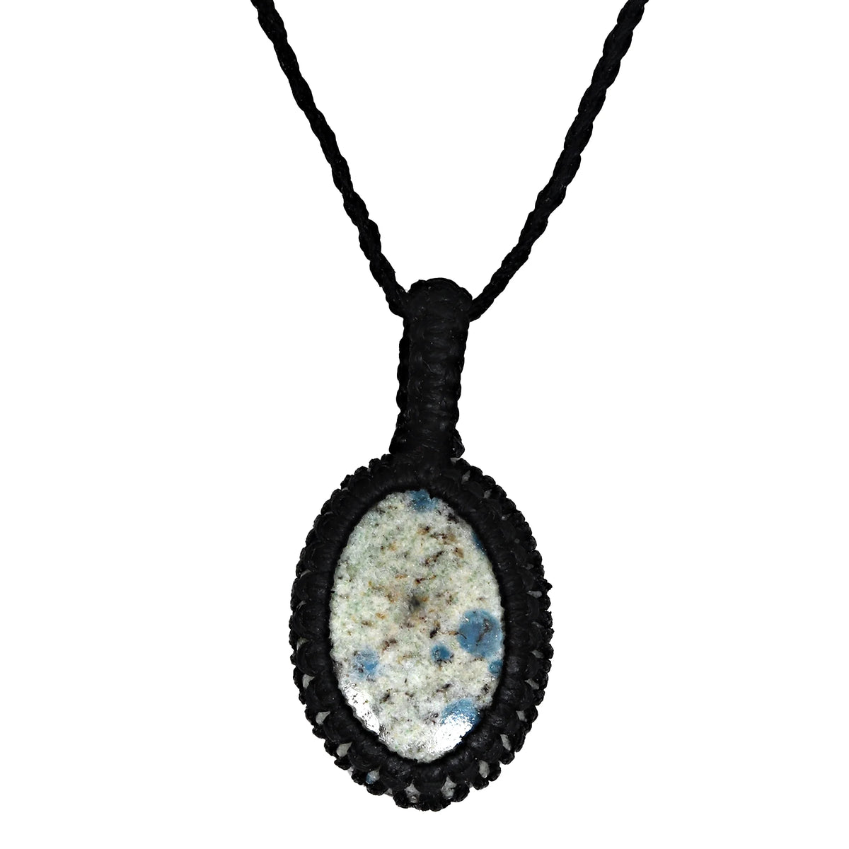 Jasper Gemstone Macrame Pendant Necklace 20-32 in H8581