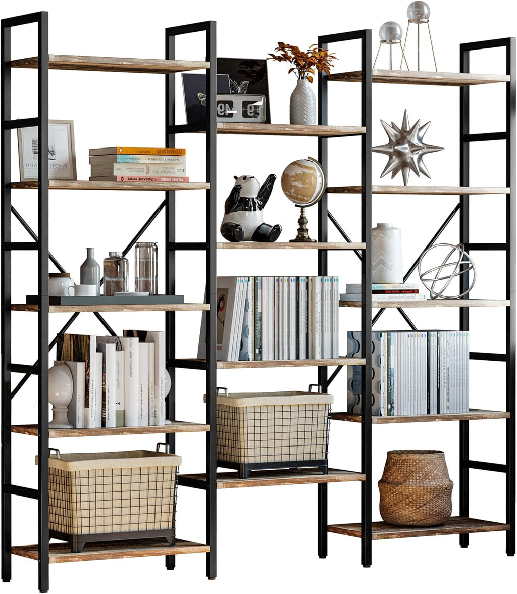 6 Tiers Industrial Bookshelf with Metal Frame Y92602