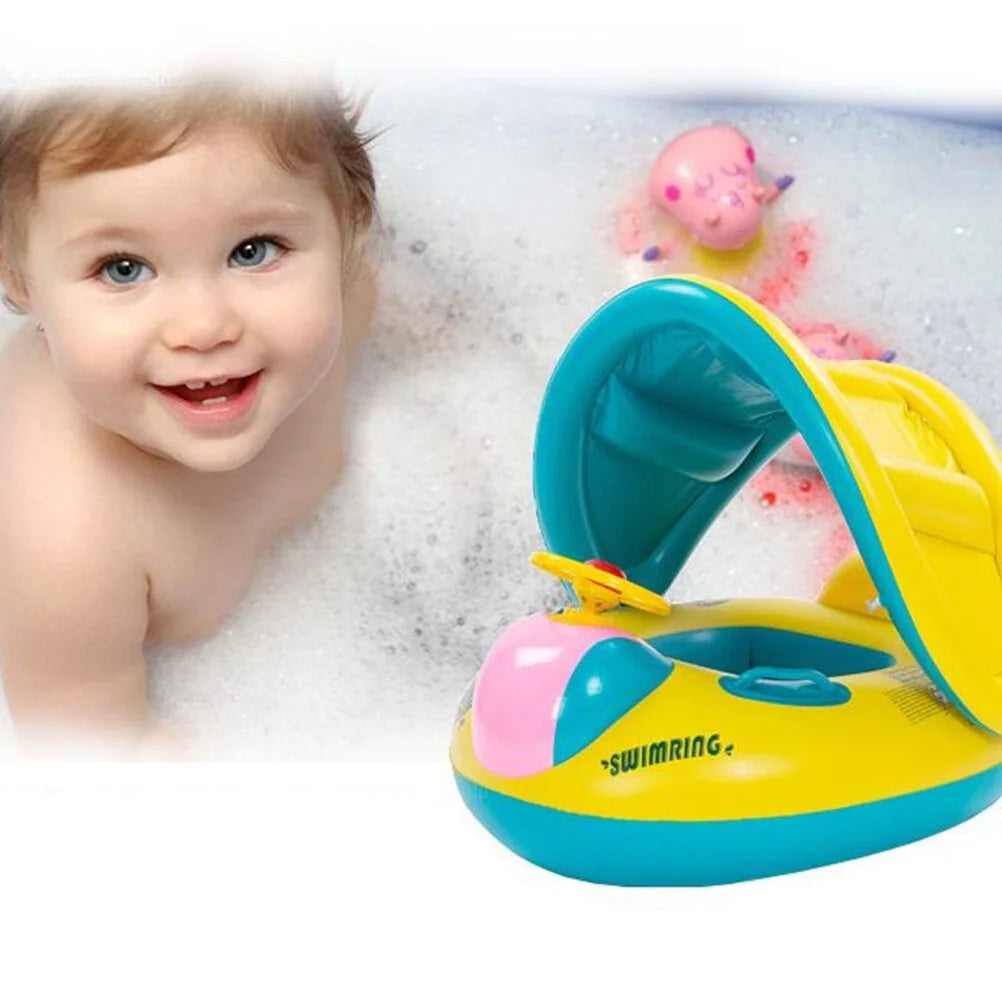 Inflatable Swimming Ring Baby Pool Float with Canopy Sunshade Roof T178