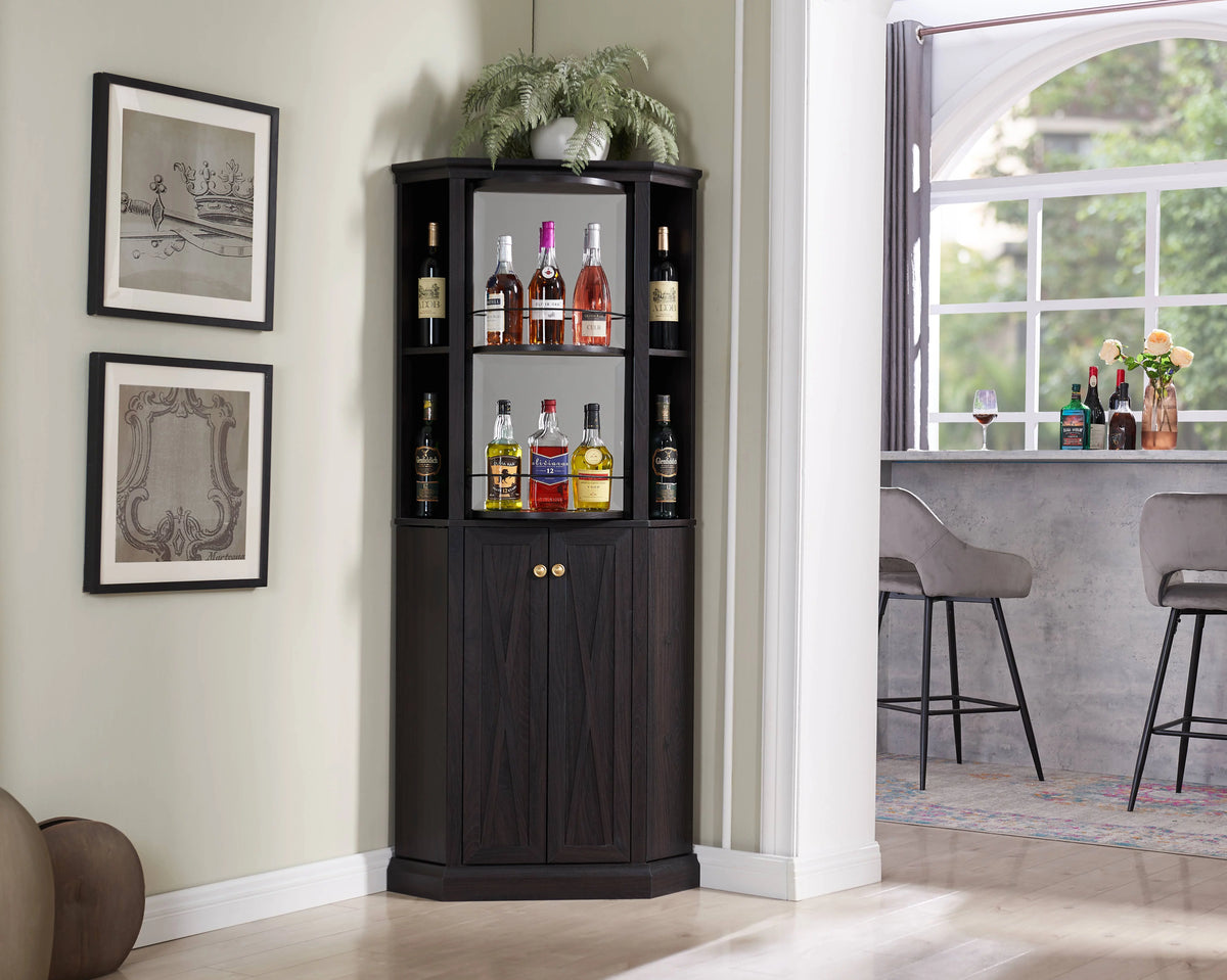 Black Corner Bar Cabinet F821929