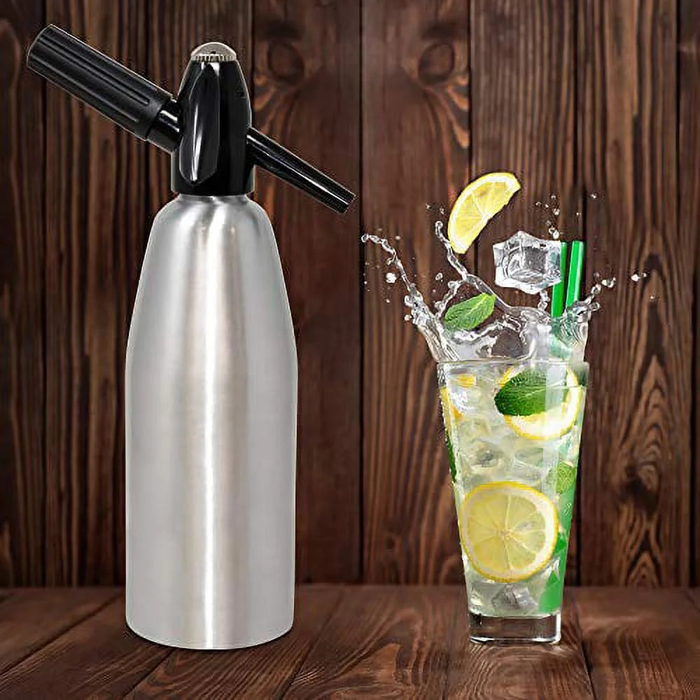 1 Liter Aluminium Soda Siphon with 20 Pack 8 Gram Co2 Cartridges H8770