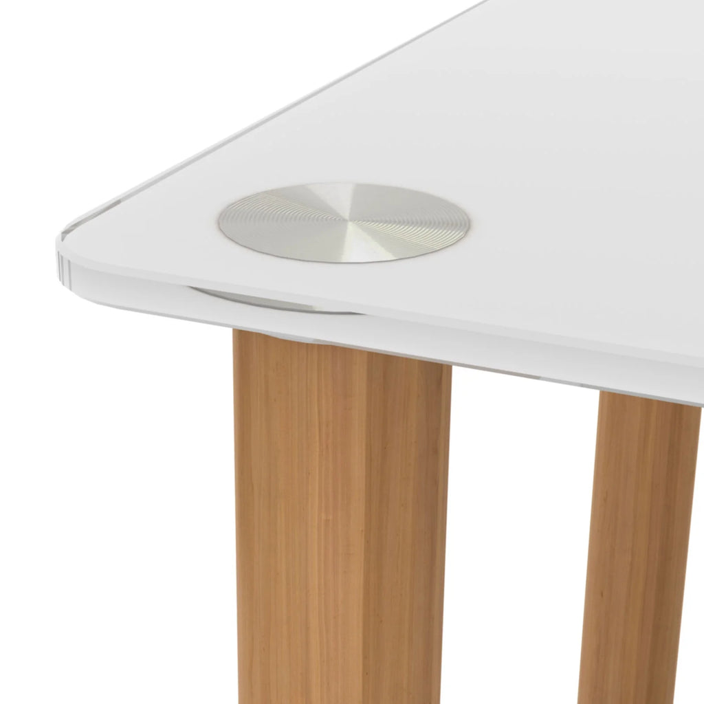2-Tier Square Side Table Set of 2 with Glass Shelves and Wheels A3192
