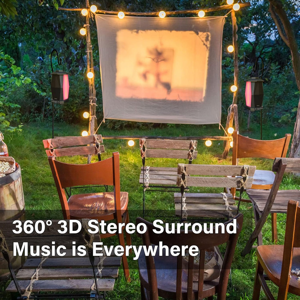 2 Pack 25W Wireless Outdoor Bluetooth Speakers with RGB LED Lights A554718