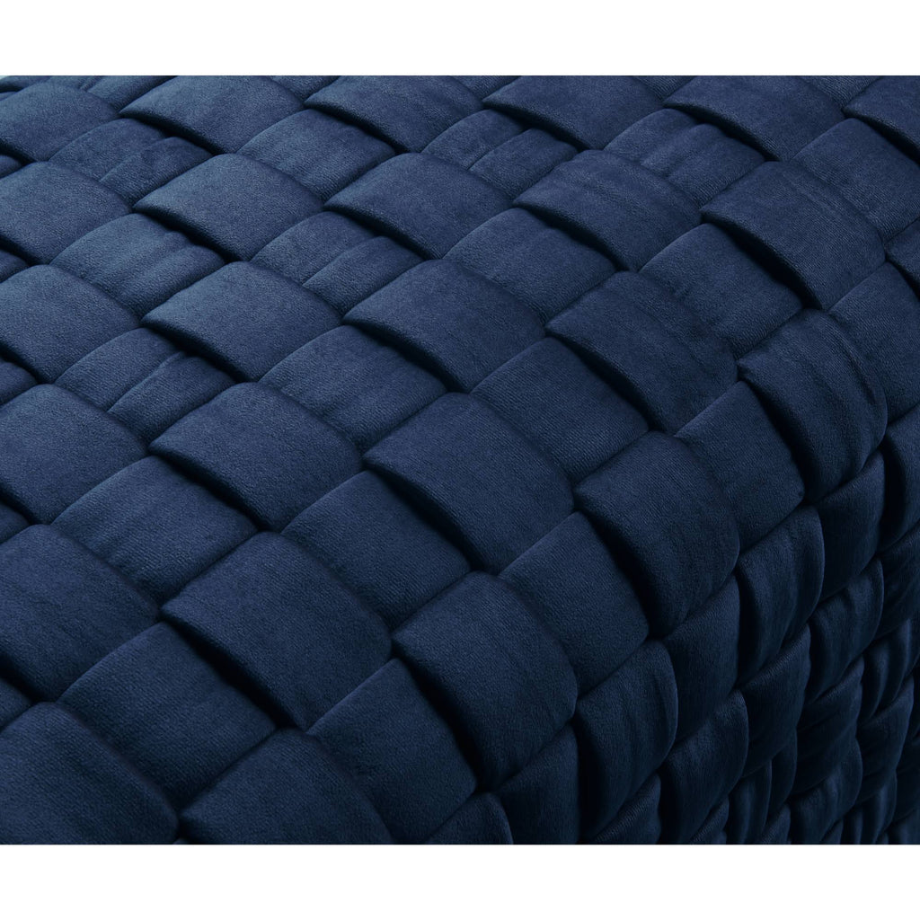 Navy Gold Velvet Cube Ottoman Q2981