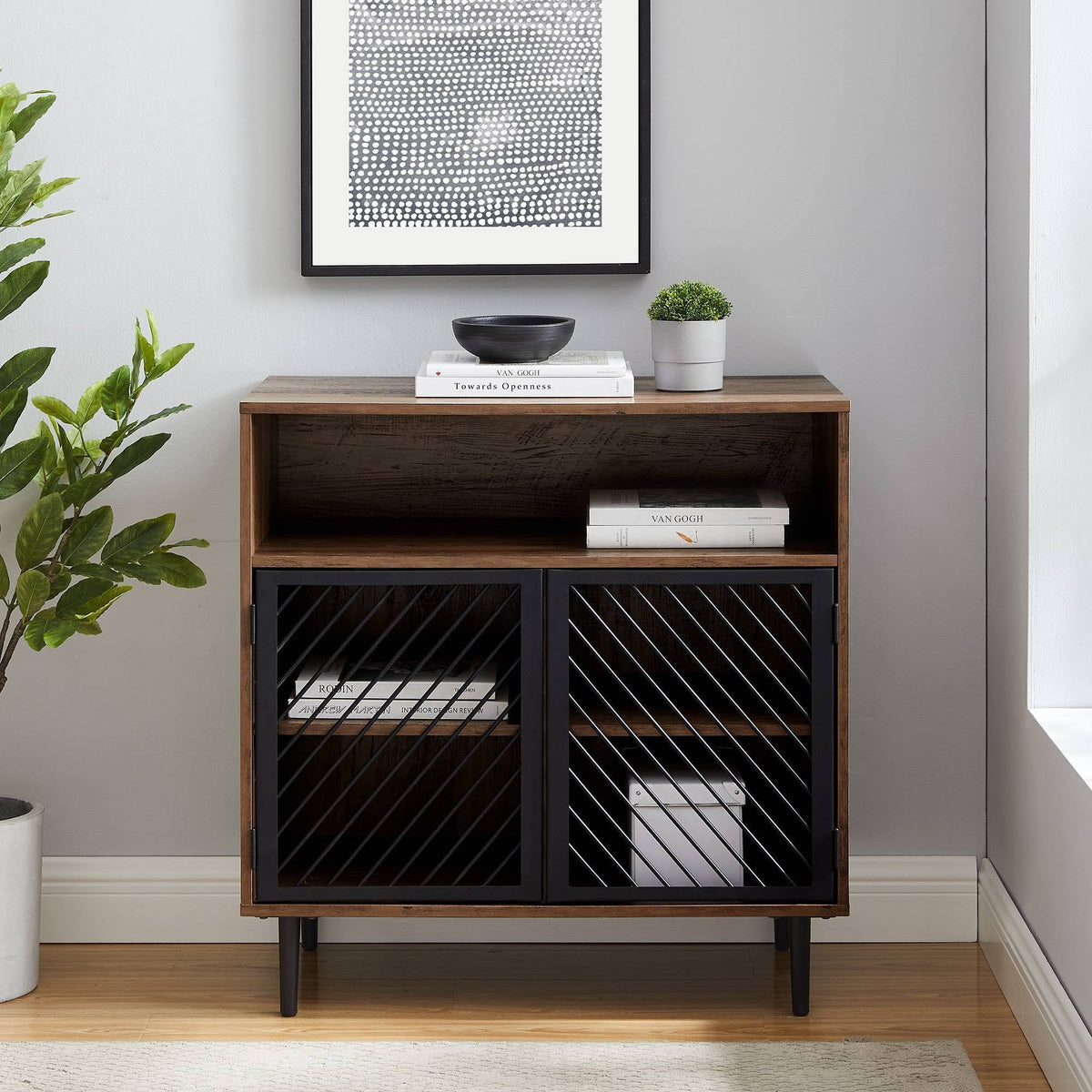 Industrial Modern Metal Door Accent Cabinet Brown H972946