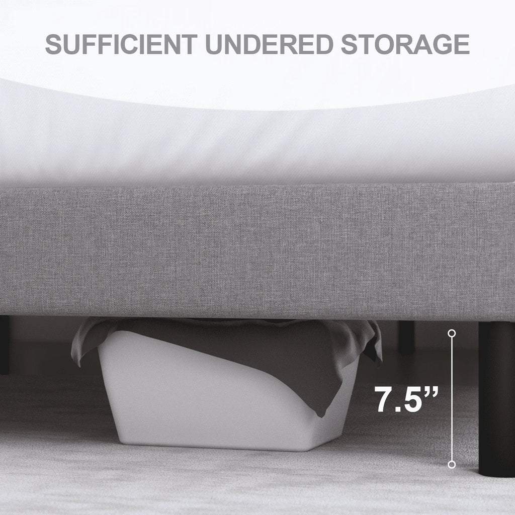 Queen Size Fabric Upholstered Platform Bed Frame S2197