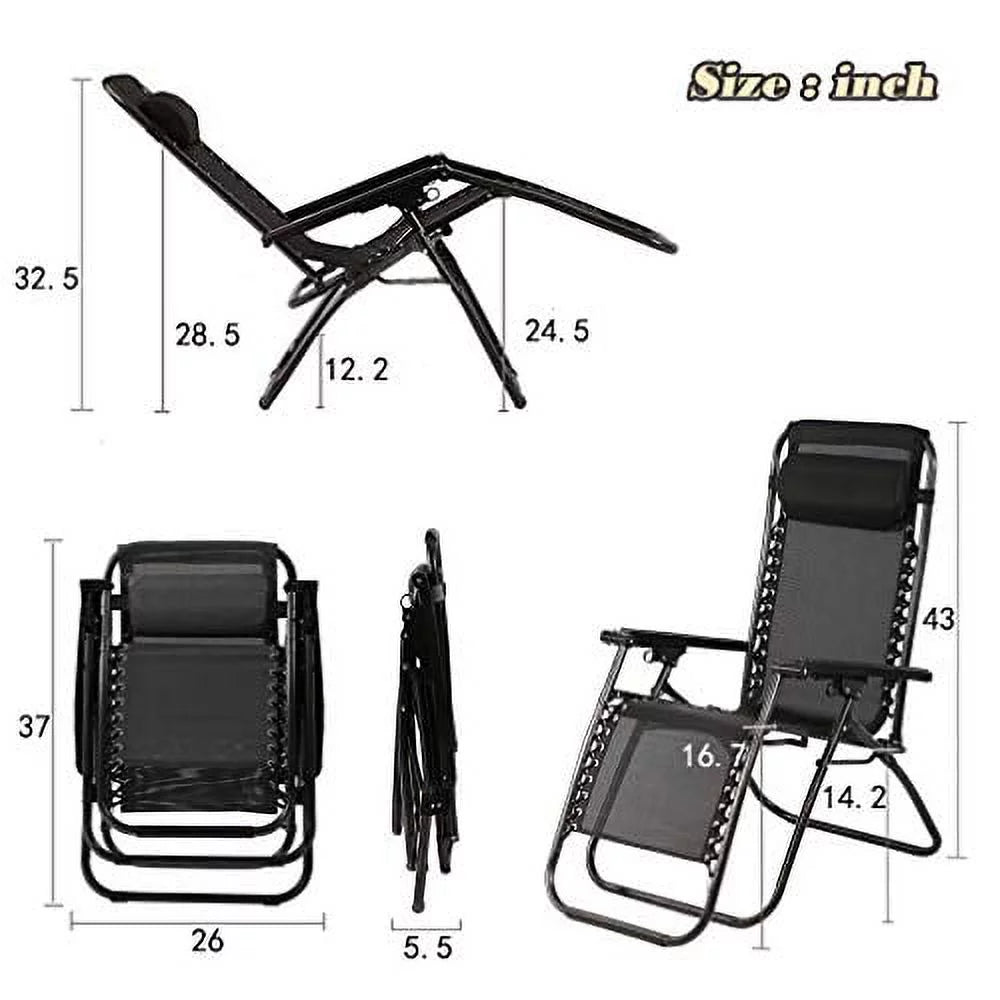 2 Pack Black and Gray Zero-Gravity Chair I838120