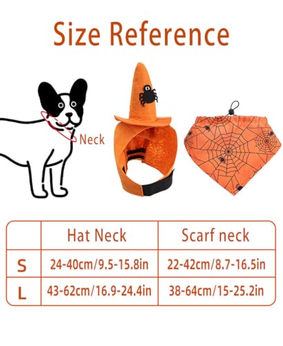 Dog Halloween Costumes 2Pcs Set Witch Hat and Bandana Black U5195