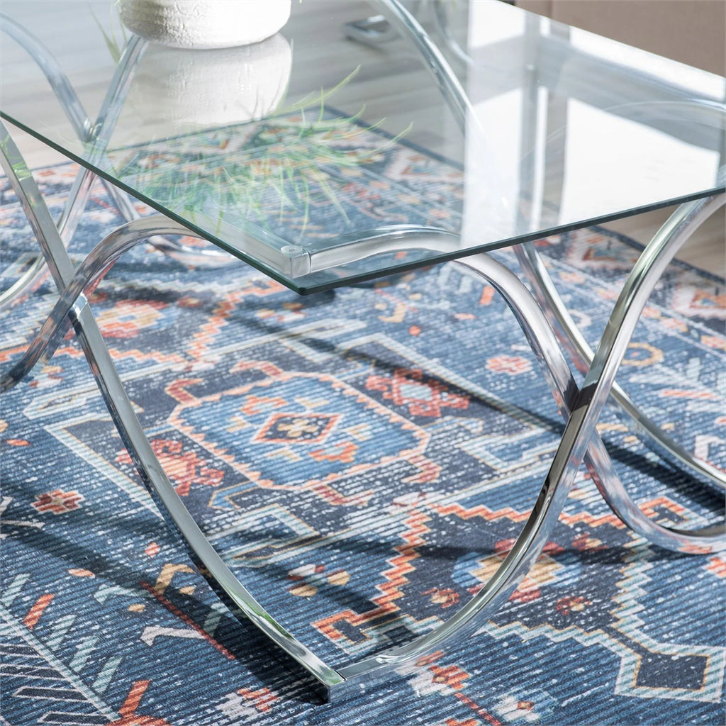 Glass Coffee and 2 End Table Set with Twisted Legs C111971