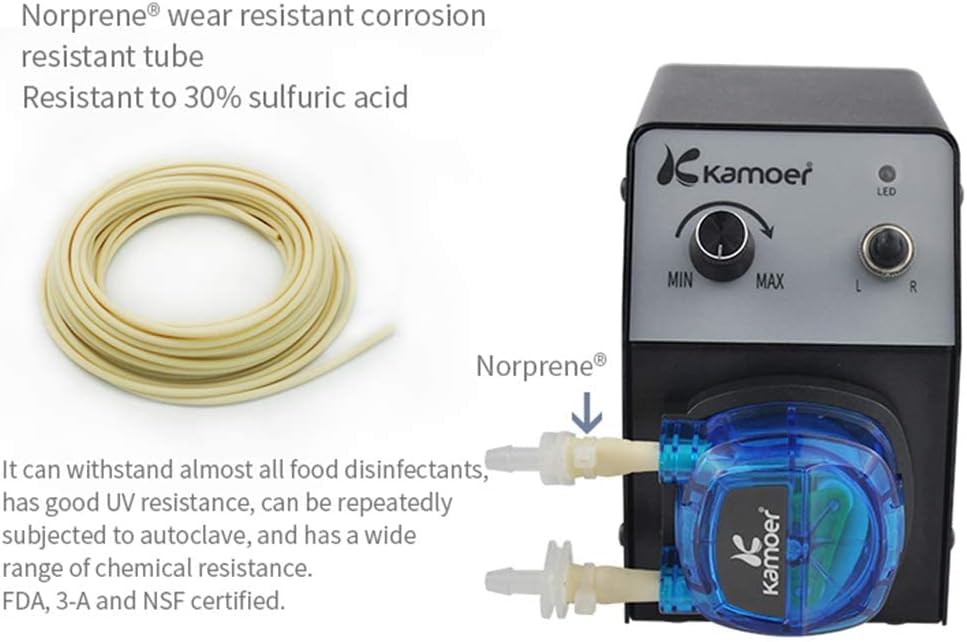 Peristaltic dosing pump 12V variable speed small water pump with pump head, Norprene tube 3.2mm×6.4mm, 40-210ml/min, with power adapter S211862