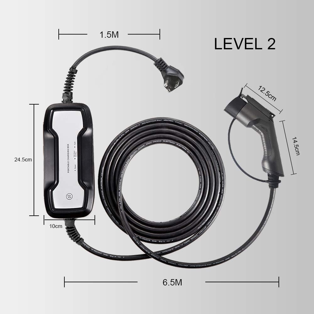 16A Portable EV Charger with NEMA 6-20P Adapter, 100V-240V, SAE J1772 Plug 8m G218